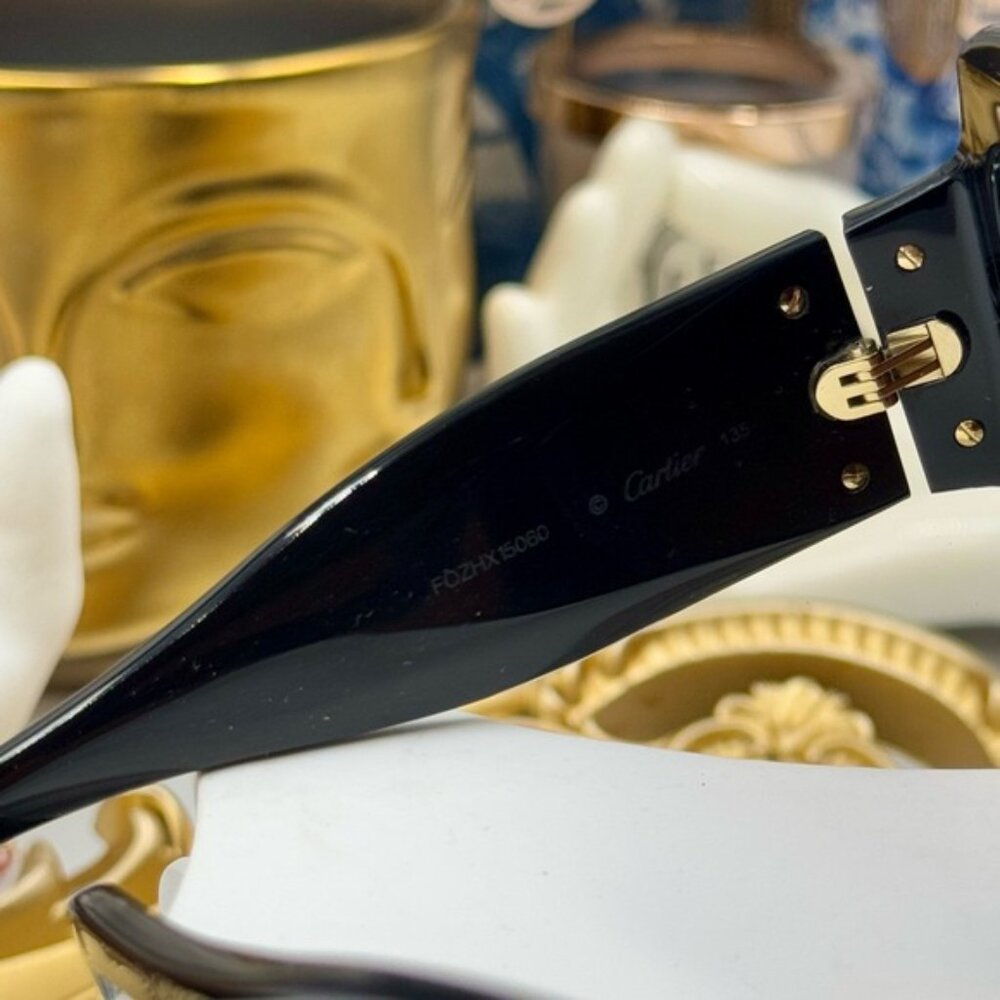 🆕 CARTIER 🧿 NWOT CT0434 Double C Square Sunglasses, Black Recycled Acetate - Picture 7 of 16
